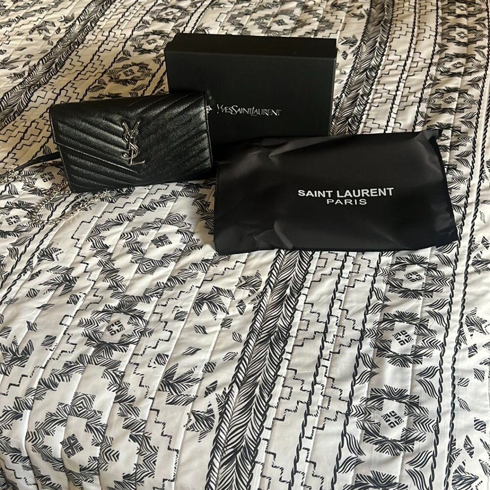 Ysl shoulder bag black and silver
